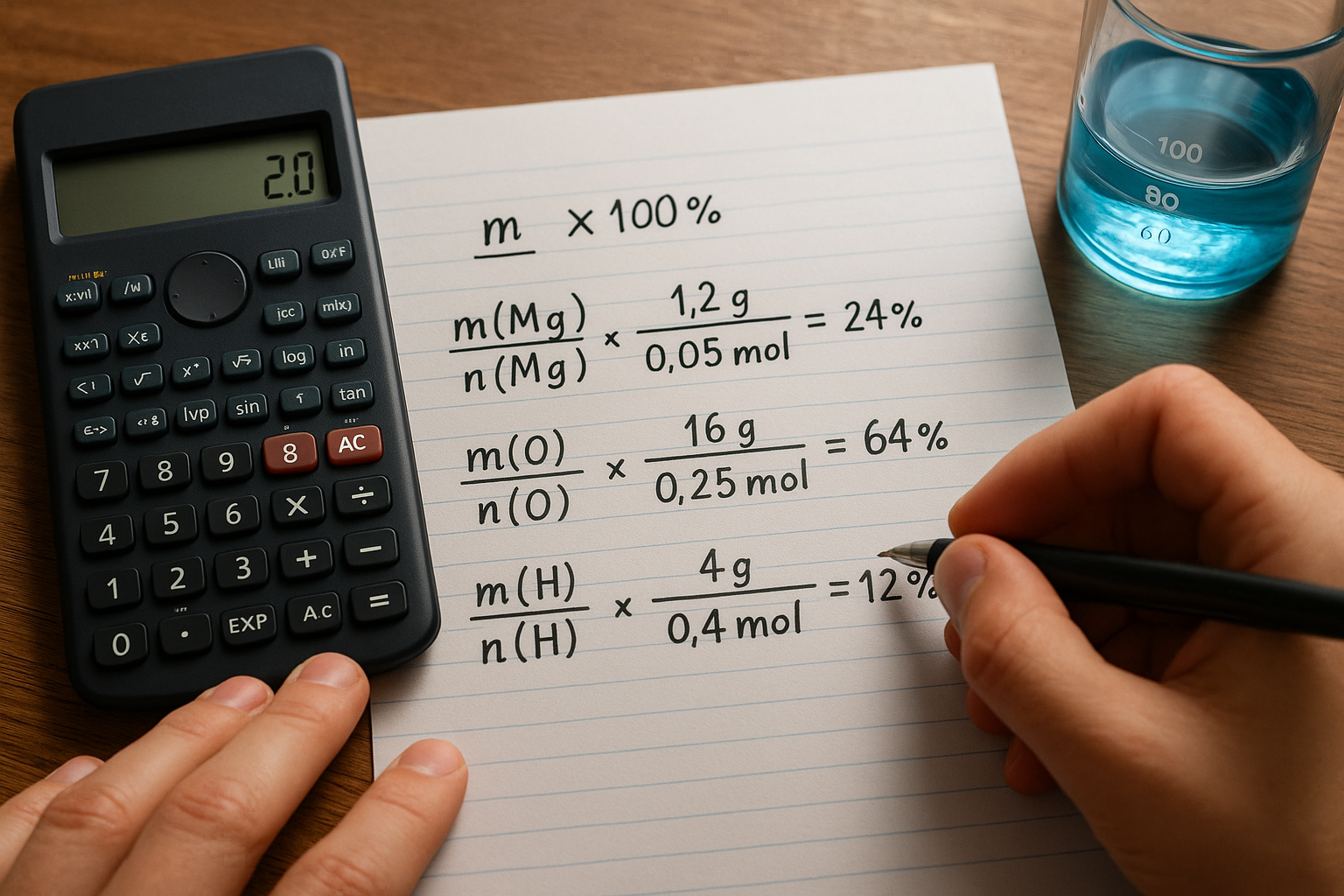 Az anyagmennyiség és tömeg százalékos arányainak számítása