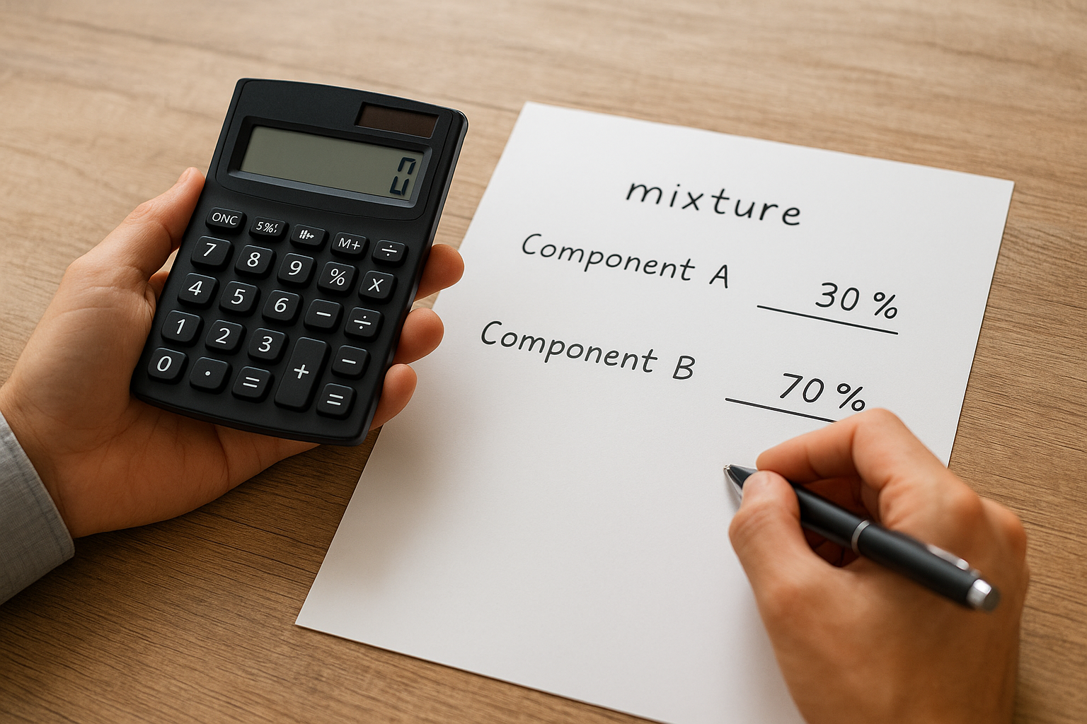 Példa: egyszerű keverék százalékos arányának számítása